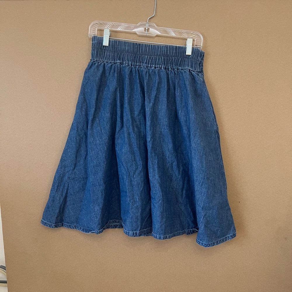 mittoshop Blue Denim Button-Front Circle Skirt - Picture 2 of 3